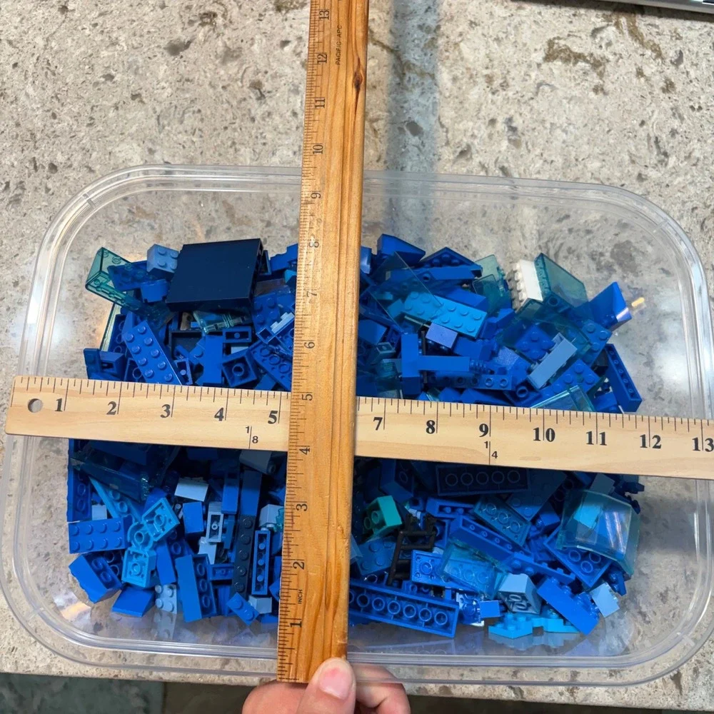 LEGO Bulk Lot 2.10lb Blue Bricks Translucent Pieces Mixed Parts Assortment